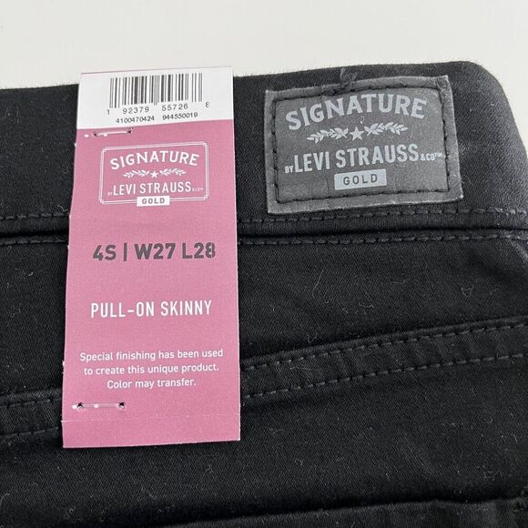 Levi's Signature Jeans Women 27 x 28 Black Pull-On Skinny High Rise Stretch NEW - Picture 8 of 13